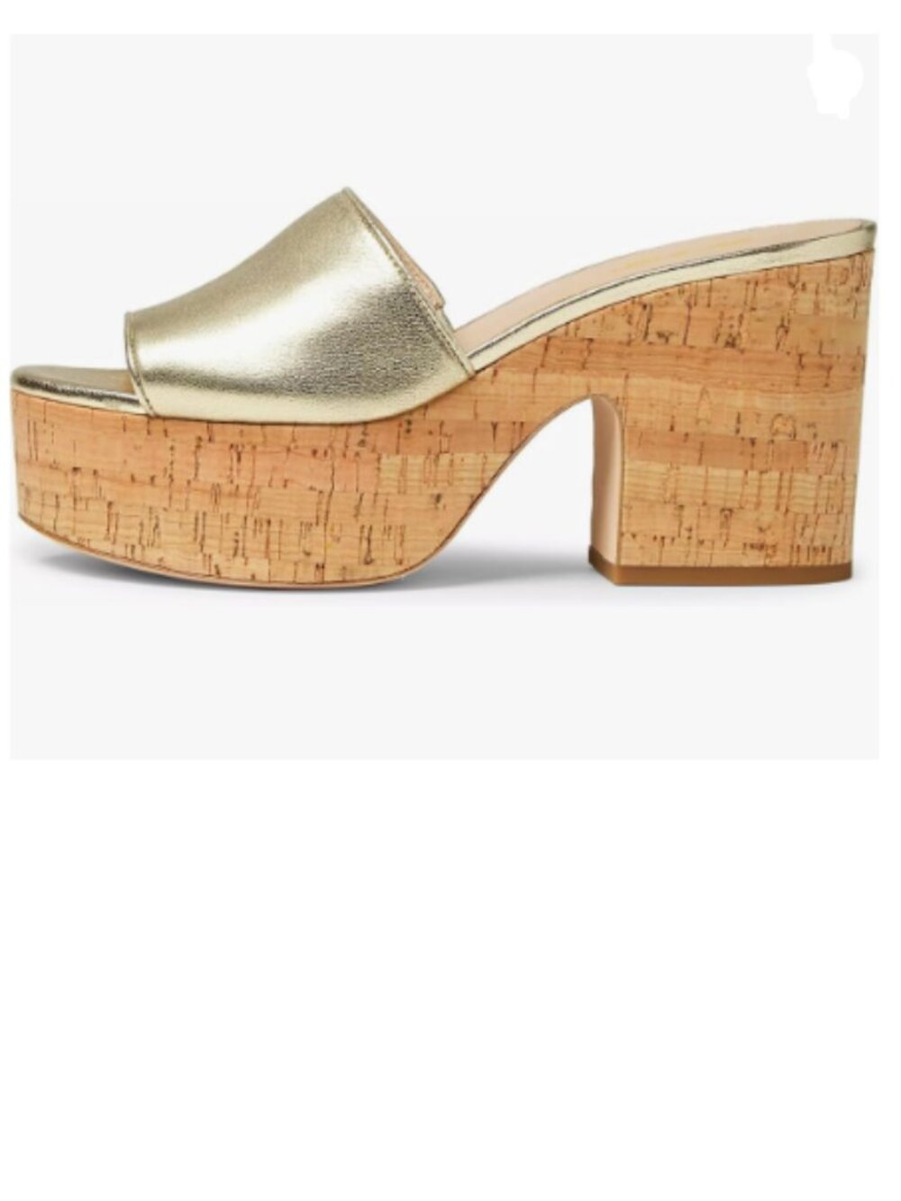 FOWT Gold Open Toe Cork Chunky High Heel Platform Mules Slip On Summer Sandals